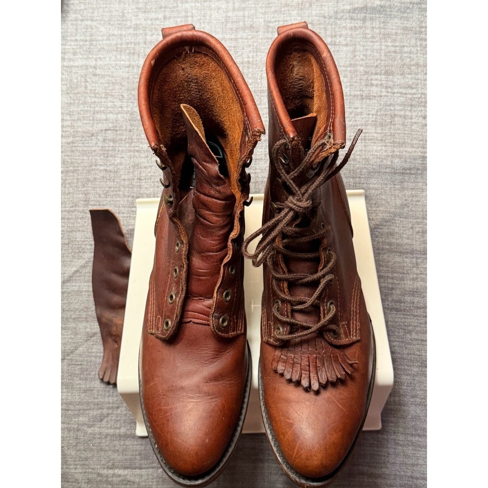 Santa Fe Boot Co Packer Boots Mens Brown Leather Vibram Kiltie USA Made